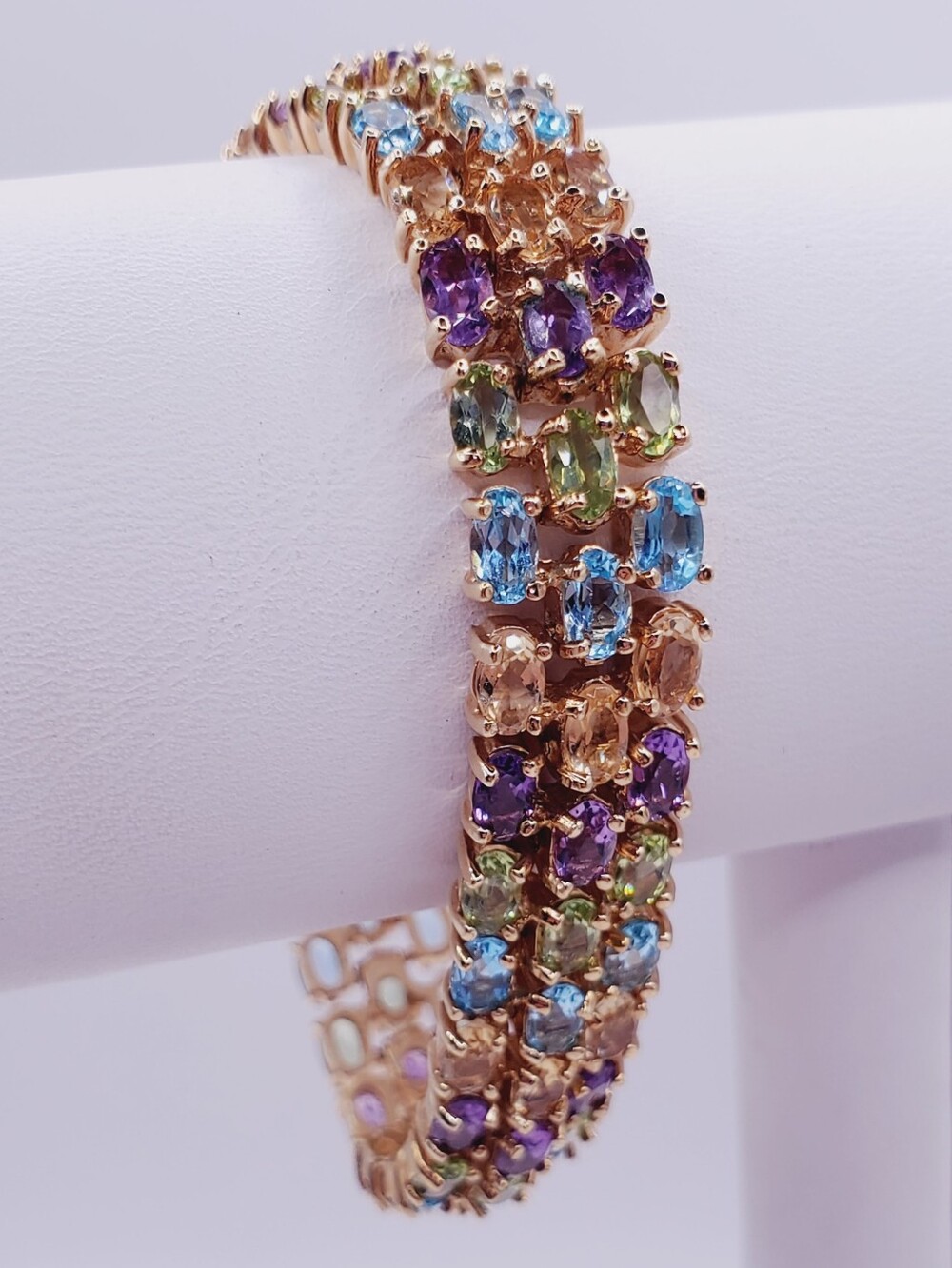 22 Carat Multicolor Gemstone Bracelet in Yellow Gold - 925 Sterling Silver